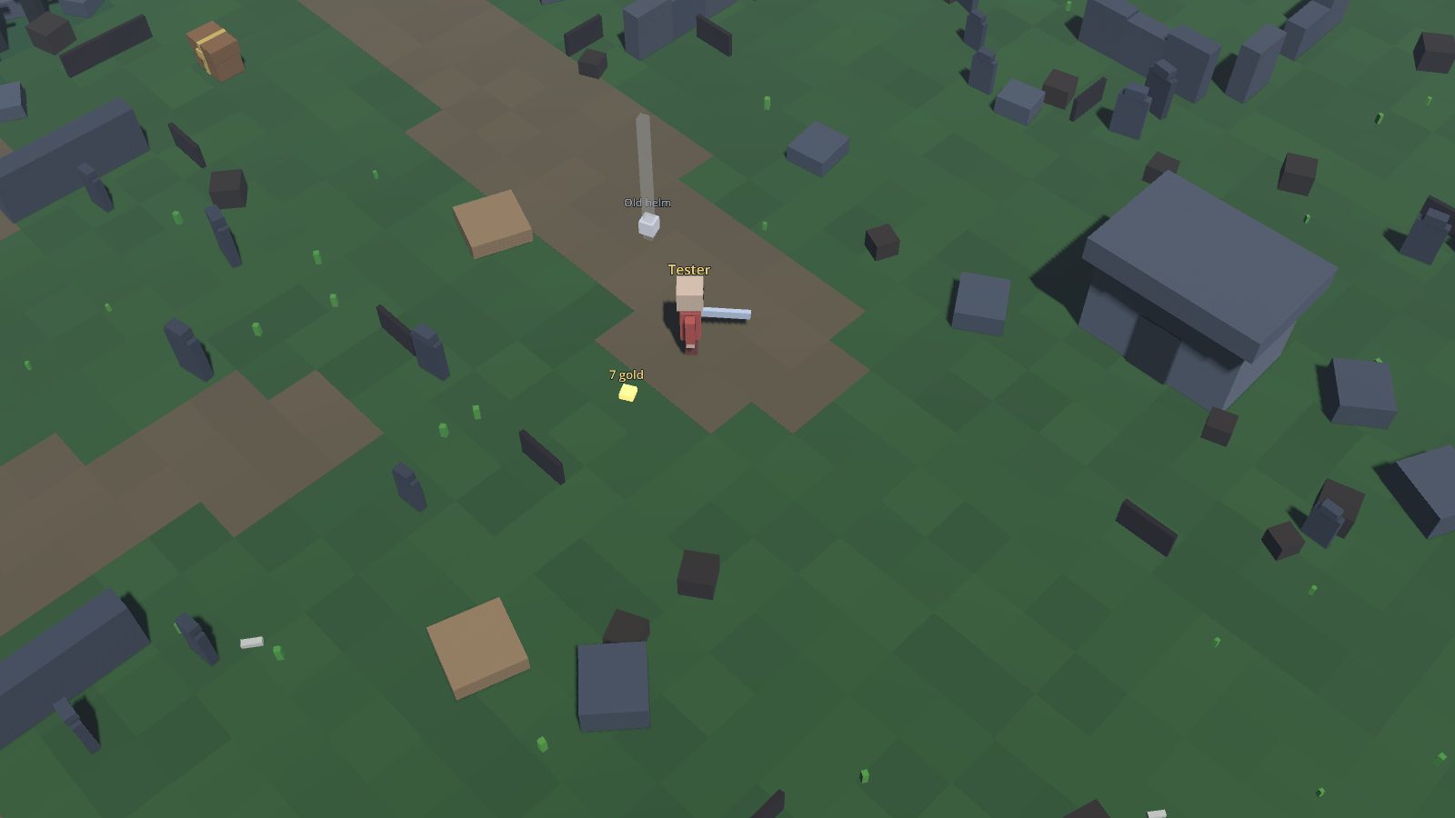 The graveyard: tombstones, dead trees, a warning sign